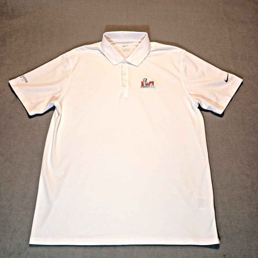 Los Angeles Rams Super Bowl LVI Polo Shirt Large White Nike Dri Fit‎ White Glove
